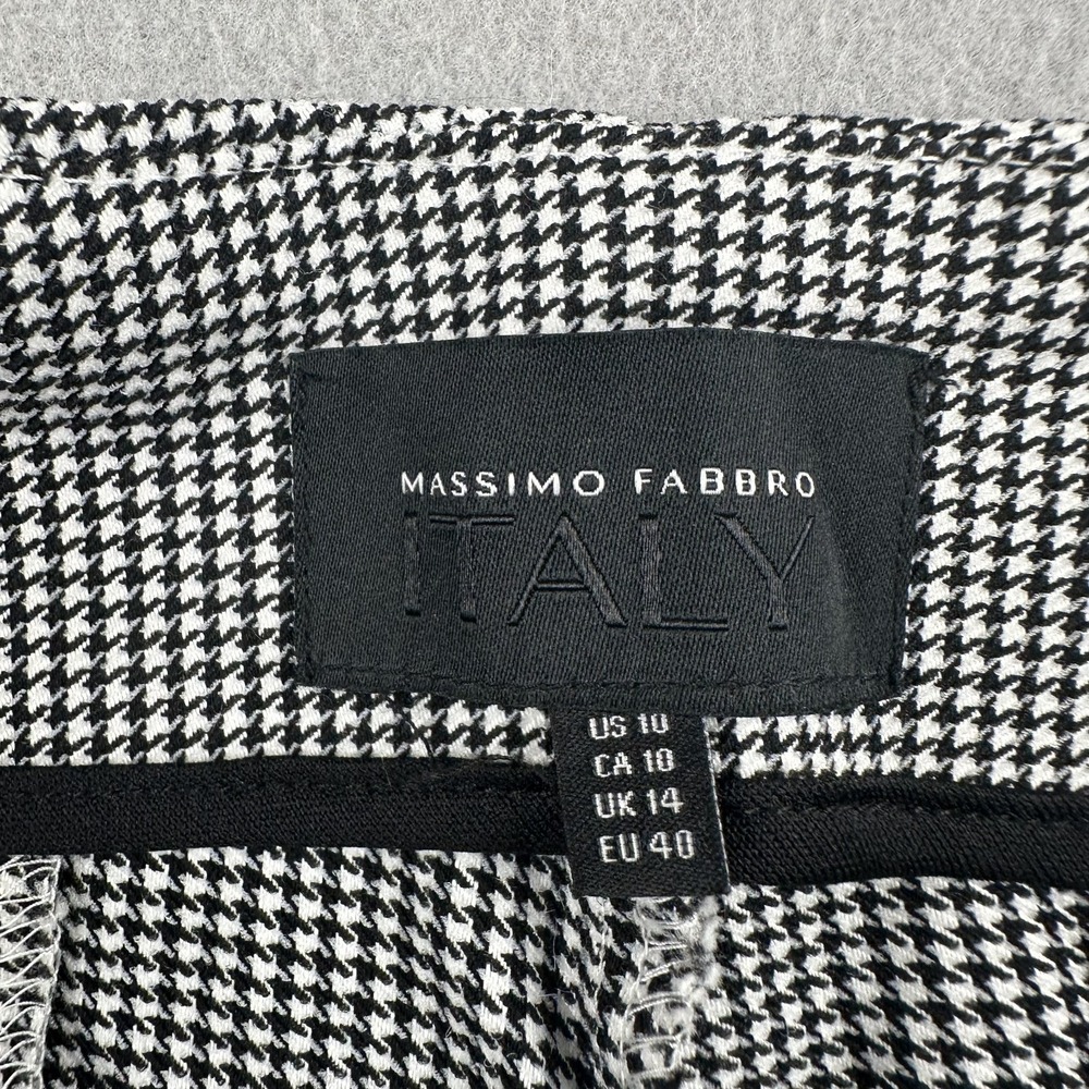 Massimo Fabbro Italy Houndstooth Stretch Ankle Pants Black White Womens Size 10 - Picture 2 of 9